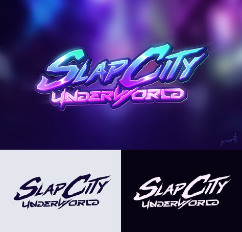 Sci-Fi cyberpunk Game Logo - Slap City 🏙💫 Neon Logo Design Ideas, Cyberpunk Logo Design, Video Game Logo Design, Sci Fi Logo, Neon Mobile, Futuristic Logo Design, Neon Logo Design, Cyberpunk Logo, Cyberpunk Game