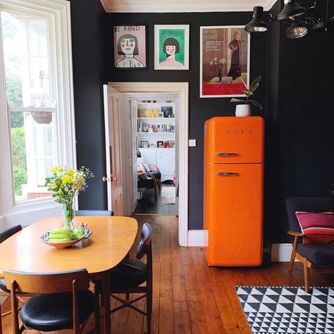 Fridge In Living Room, Orange Fridge, Tidy House, Best Hacks, Studio Apartments, Online Furniture Shopping, Interior Design Companies, Dear Santa, Apartment Therapy