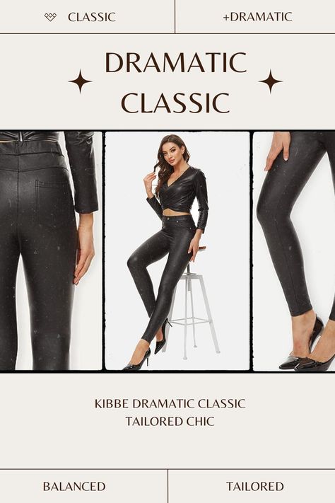 Ginasy Faux Leather Pants for Women High Waisted Stretch Tummy Control Dressy Pleather Leggings with Pockets perfect for a kibbe dramatic classic outfit! tailored chic. refined. elegant. geometric. angular. sharp edges. straight lines. balanced. symmetrical. sleek. sculpted. trim and taut. Dc Kibbe, Kibbe Dramatic Classic, High Waisted Tie Pants, Tailored Chic, Leather Pants For Women, Kibbe Dramatic, Leather Leggings Fashion, Pleather Leggings, Pleather Pants