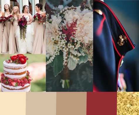 USMC wedding color scheme - without looking like the 4th of July                                                                                                                                                                                 More Marine Corps Wedding Colors, Marine Wedding Ideas, Army Wedding Colors, Marine Wedding Colors, Usmc Wedding Ideas, Military Wedding Colors, July Wedding Colors, Usmc Wedding, Army Wedding