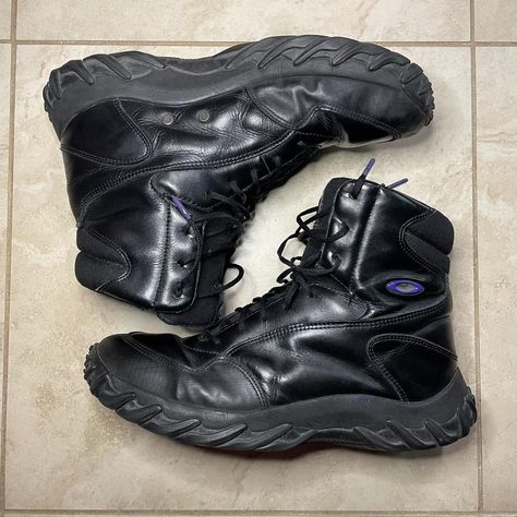 Look what I just found on Depop 🙌 https://depop.app.link/udj91qwMlzb Destroy Boots Vintage, Oakley Boots, Military Black Work Boots With Reinforced Toe, Black Leather Military Boots, Black Military Boots, Military Leather Boots With Reinforced Toe, Combat Boots Men, Combat Boots, Boots