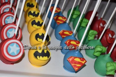 Marvel Cake Pops, Superhero Cake Pops, Thor Cake, Teal Makeup, Superman Party, Avengers Theme, Marvel Cake, Superhero Cake, Superhero Party