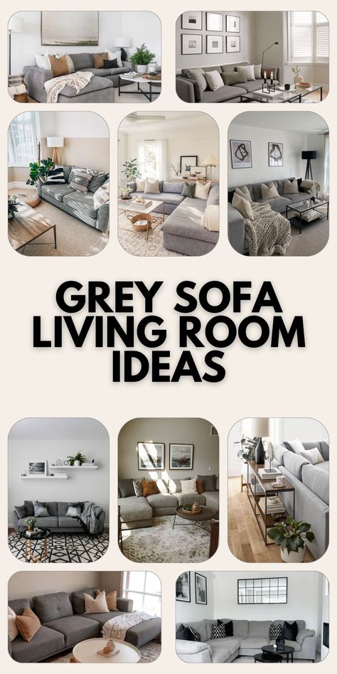 Innovative Grey Sofa Living Room Ideas for Modern & Cozy Spaces Ottoman For Grey Couch, Christmas Decor Gray Couch, Cozy Grey Living Room Ideas, Cushions Grey Sofa, Grey And Wood Living Room Ideas, Living Room Designs Vintage, Grey Sofa Living Room Ideas, Gray Sofa Styling, Grey Sofa Decor