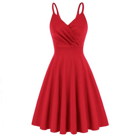 GK Women V-Neck Cami Dress U-Back Pleated Bodice Flared A-Line Dress | Grace Karin 8th Grade Formal Dresses, 1950s Retro, Spandex Dress, 60s Vintage, Wedding Dress Sizes, Womens Cocktail Dresses, Different Dresses, Stretchy Dress, 50s Dresses