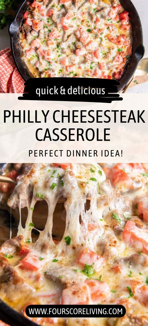 Here is a Philly Cheesesteak Casserole that will become your easy go-to dish. With a combined prep and cook time of just under 30 minutes, this delicious meal is a great choice for those busy weeknights. And go follow our Easy Keto Recipes board for more healthy dinner recipes. Philly Cheese Steak Casserole Recipe, Philly Cheesesteak Casserole, Cheesesteak Casserole, Philly Cheese Steak Casserole, Easy Keto Recipes, Carb Dinner, Philly Cheesesteak, Low Carb Dinner Recipes, Philly Cheese Steak