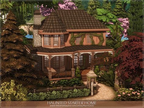 Sims 4 — Haunted Starter Home by MychQQQ — Lot: 30x20 Value: $ 17,713 Lot type: Haunted House Residential House #featuredartist Brick Sims 4 House, Ts4 Haunted House, Sims 4 30 X 20 House, Sims Spellcaster House, Sims Haunted House, Ts4 Starter Home, Sims 4 Paranormal House, Sims 4 House 30x20, Sims 4 Dark Academia House