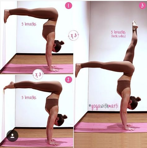 Handstand for beginners. Handstand For Beginners, Cheerleading Moves, Cheer Stretches, Flexibility Stretches, Cheerleading Workouts, Cer Nocturn, Partner Yoga Poses, Yoga Handstand, Yoga Inspo