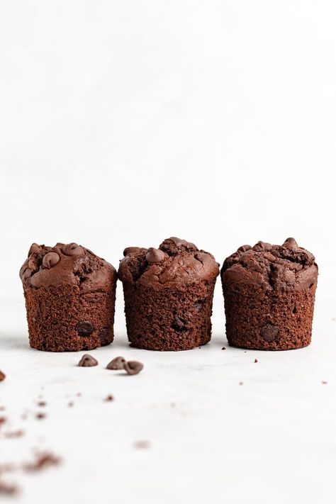 Triple Chocolate Muffins - the ONLY muffin recipe you need! Triple Chocolate Muffins, Food Photography Dessert, Almond Muffins, Chocolate Muffin Recipe, Baking Cocoa, The Bakery, Muffin Recipe, Triple Chocolate, Chocolate Muffins