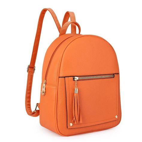 - Brand New - Color : Orange - The Montana West Spring/Summer Collection Of Backpacks Continues The Lines And Shapes Of Classic Items, Subtly Blending Classic Details With A Modern Spirit And Emphasizing The Iconic Design Element Of The Anti-Theft Twist Lock. - This Women's Travel Bag Has A Double-Layer Leather Shoulder Strap, Fabric Lining, And A Beautiful Tassel Next To The Front Zip Pocket. It Is Made Of Premium Water-Resistant, Soft Vegan Leather With Light Gold Metal Accents. - Small And Ea Small Backpack Purse, Hiking Trips, Orange Backpacks, Mini Backpack Purse, Vegan Leather Backpack, Michael Kors Backpack, Lines And Shapes, Business Backpack, Anti Theft Backpack