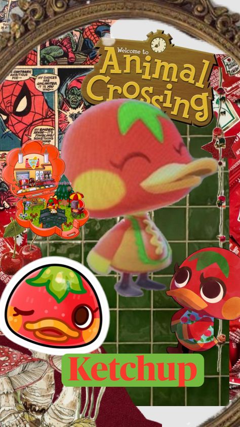 #ketchup #animalcrossing #red #green #wallpaper Green Wallpaper, Ketchup, Your Aesthetic, Connect With People, Creative Energy, Animal Crossing, Cartoon Characters, Red Green, Aesthetic Wallpapers