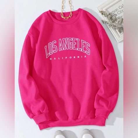 Los Angeles Sweatshirt Size Large Women Not Pink California Sweatshirt, Los Angeles Print, Boutique Sweater, Pink Crewneck, Sports Sweatshirts, Print Pullover, Chic Boutique, Red Fashion, Style Retro