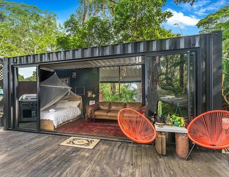 Shipping Container Homes & Buildings: 20 ft Small and Cozy Shipping Container House, NSW, Australia Shipping Container Design, Tiny Container House, Shipping Container Cabin, Container Conversions, Shipping Container Home Designs, Container Cabin, Shipping Container House Plans, Container Buildings, Shipping Container Home