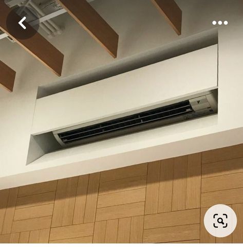 Modern Air Conditioner, Ac Wall Unit Cover Up Living Room, Air Conditioner In Kitchen, Aircondition Design Living Room, Hiding Air Conditioning Units Indoor, Ac Hiding Ideas, Hide Air Conditioner Unit Indoor Wall, How To Hide An Air Conditioner Unit, How To Hide Split Ac Unit