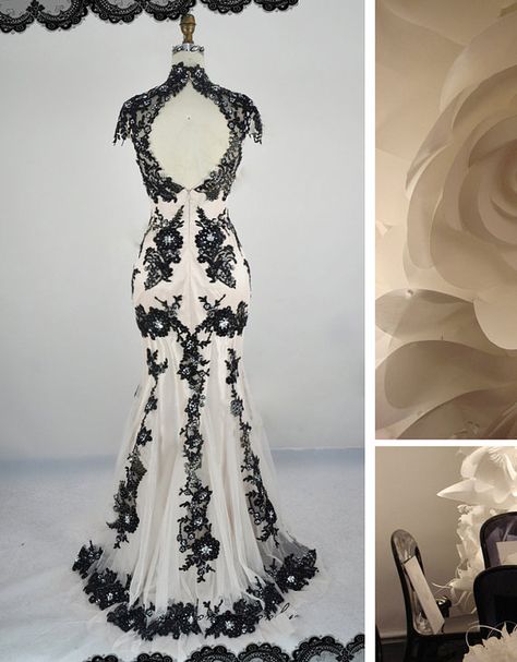 Black And White Wedding Dress, Black White Wedding Dress, White Wedding Gown, Black Wedding Gowns, Robes Glamour, Banquet Dress, White Wedding Gowns, Banquet Dresses, White Wedding Dress