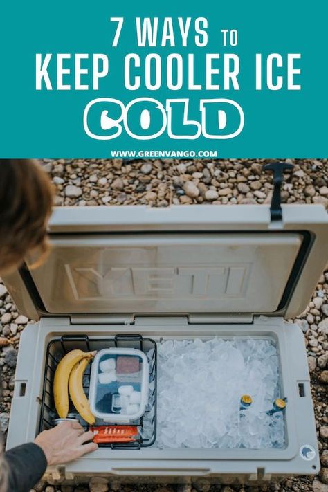 Nothing is worse than waterlogged cooler food or lukewarm drinks. Whether you're camping, living in a van, or just traveling, use these tips to maximize the lifespan of your cooler's ice! #camping #campingideas #cooler #coolertips #campingtips #campingfood #vanlifecooler #vanlifeaesthetic How To Keep Cooler Cold While Camping, How To Insulate A Cooler, Best Way To Pack A Cooler, How To Make Ice Last Longer In Cooler, Best Coolers For Camping, Packing A Cooler For Camping, Cooler Organization Camping, How To Pack A Cooler, How To Pack A Cooler For Camping