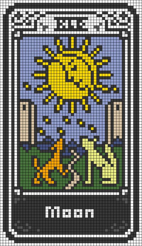 Alpha pattern #114178 | BraceletBook Alpha Patterns Tarot, Tarot Alpha Pattern, Tarot Cross Stitch, Crochet Tarot, Minecraft Beads, Moon Tarot Card, Cross Stitch Quotes, Diy Perler Bead Crafts, Pixel Crochet