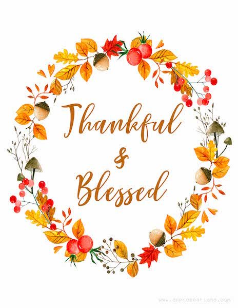 Free for you today is this Thankful & Blessed fall printable.   I hope you enjoy it in your home as much as I do in mine! I love touches of ... Thankful Illustration, Festa Hot Wheels, Thanksgiving Wallpaper, Fall Printables, Thanksgiving Quotes, Thankful And Blessed, Love Fall, Thanksgiving Cards, Fall Ideas