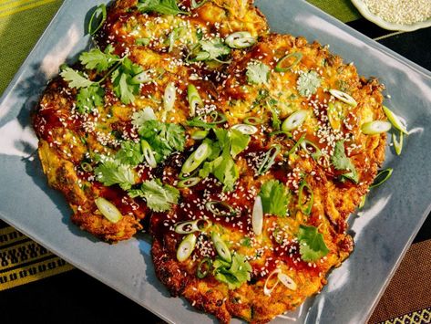 Egg Foo Young Recipe | Geoffrey Zakarian | Food Network Egg Foo Young Recipe, The Kitchen Food Network, Geoffrey Zakarian, Asian Meals, Egg Dish, Chinese Dishes, Meal Recipes, Hoisin Sauce, Asian Cooking