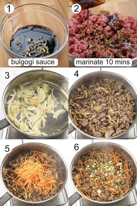 Easy Ground Beef Bulgogi Tteokbokki With Ground Beef, Bulgogi Rice Balls, Bugolgi Recipe Beef Easy, Ground Beef Bulgogi Recipe Easy, Beef Bulgogi Ground Beef, Bugolgi Recipe, Bulgogi Burrito, Ground Beef Bulgogi Bowl, Easy Beef Bulgogi