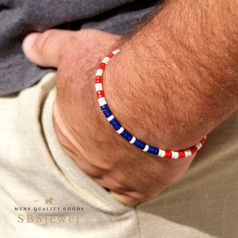 #sbsjewel #etsy shop: #AMERICAN #FLAG BRACELET #Independence #Day #4 #July Independence Day #Wristband #Fourth July American Flag Jewelry Beaded #American Flag Bracelet #jewellery #bracelet #patrioticflags #americanflag American Flag Bracelet, American Flag Jewelry, American Flag Crafts, Flag Beads, Flag Bracelet, Preppy Bracelets, Crochet Earrings Pattern, Beadwork Necklace, Hippie Bracelets