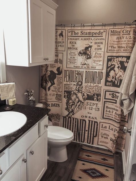 Western Boho Shower Curtain, Amazon Western Home Decor, Cowboy Shower Curtain, Simple Western Bathroom Ideas, Rodeo Room Ideas, Vintage Western Decor Rustic, Western Shower Ideas Bathroom, Hobby Lobby Western Decor, Rodeo Home Decor