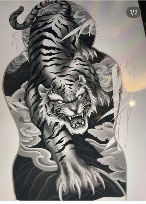 Mens Tiger Tattoo, Dragon Tattoo Stencil, Samurai Tattoo Sleeve, Jungle Tattoo, Japanese Tiger Tattoo, Tattoo Catalog, Samurai Tattoo Design, Optical Illusion Wallpaper, Tiger Tattoo Design