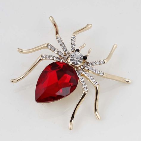 18k Gold Plated Red & White Crystal  Spider Brooch Blossom Costumes, Crystal Spider, Spider Brooch, Spider Jewelry, Cheryl Blossom, Buy Crystals, Theme Halloween, Purple Crystal, Rhinestone Wedding