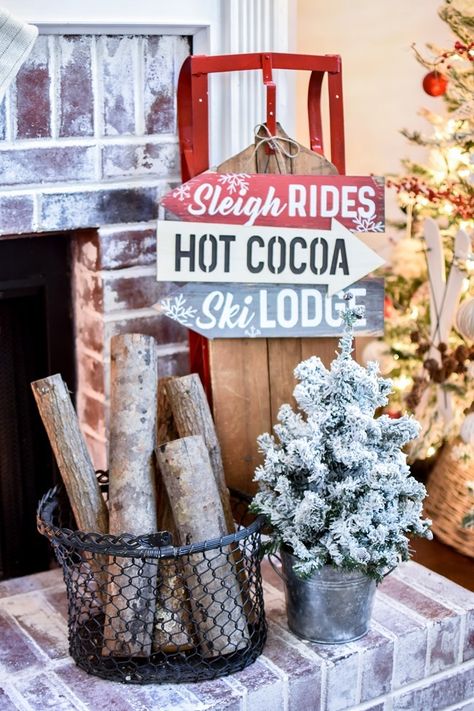 Ski Lodge Inspired Christmas Farmhouse Mantel-21 Ski Lodge Christmas Decor Diy, Diy Ski Lodge Decor, Ski Resort Christmas Decor, Ski Lodge Christmas Decor Ideas, Christmas Ski Lodge Theme, Ski Lodge Christmas Party, Ski Lodge Birthday Party, Ski Shop Interior, Ski Lodge Party Decor