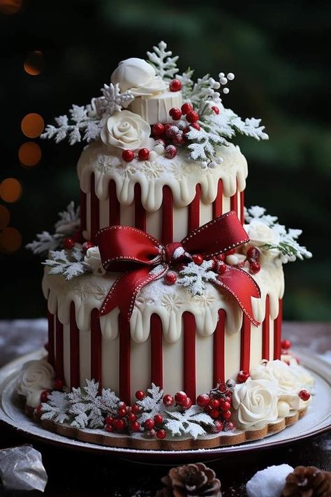 Holiday Cakes Christmas, Easy Christmas Cake Recipe, Christmas Themed Cake, Room Decoration Ideas, Christmas Cake Designs, Christmas Cake Decorations, Christmas Cake Recipes, Gateaux Cake, Valentine Cake