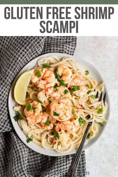 This gluten free shrimp scampi is loaded with succulent shrimp, a buttery garlic sauce, a splash of lemon, and white wine bringing all the classic flavors of traditional shrimp scampi without any gluten. Gluten Free Shrimp Scampi, Gluten Free Shrimp, Buttery Garlic Sauce, Chicken Scampi Recipe, Chicken Scampi, Scampi Recipe, Gluten Free Recipes For Dinner, Shrimp Scampi, Gluten Free Dinner