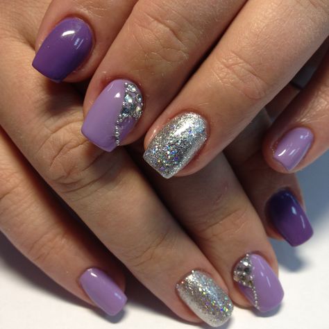 Purple And Silver Nails Ideas, Purple And Grey Nail Designs, Purple And Silver Nail Ideas, Grey And Purple Nails, Purple And Silver Nails Acrylic, Purple Wedding Nails For Bride, Purple And Grey Nails, Silver And Purple Nails, Nail Art Designs Purple