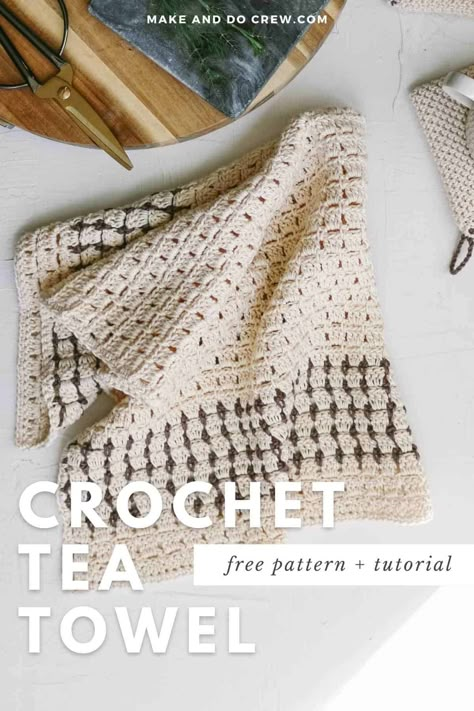 Modern Crochet Dishcloth, Things To Crochet For The Kitchen, Crochet Dish Mat Free Pattern, Crochet Handtowel Patterns, Crocheted Kitchen Towels, Crochet Towel Free Pattern, Dish Towel Crochet Pattern Free, Crochet Kitchen Towel Pattern, Crochet Tea Towels Free Pattern