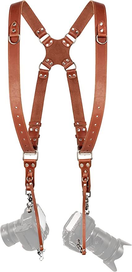 Photographer camera harness dual camera strap made of leather, super durable Camera Strap Pattern, Harness Pattern, Camera Harness, Leather Camera Strap, Leather Craft Patterns, Photographer Camera, Camera Straps, Leather Harness, Camera Gear