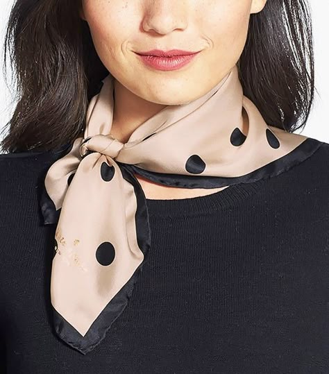 Kate Spade New York Small Deco Dot Silk Scarf Head Scarf Tying, Scarf Knots, Silk Neck Scarf, Ways To Wear A Scarf, Kate Spade Outlet, How To Wear A Scarf, Scarf Outfit, Small Scarf, Scarf Tying