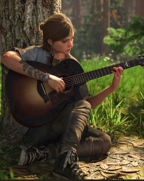 Ellie Guitar, Masc Lesbian, Joel And Ellie, The Last Of Us2, Graffiti Tattoo, William Ellis, Ellie Williams, Dark Wallpaper Iphone, Guitar Art