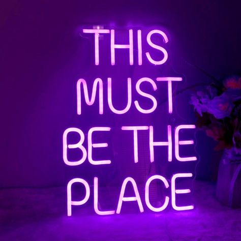 New Condition Originally $169- Offer Me! Other Lights Available! Trendy & Chic Neon Purple "This Must Be The Place" Sign. Perfect Aesthetic For Wedding, Festival, Kitchen/Cafe/Restaurant, Dorm, Office/Work Space, Bed/Living Room, Photo Prop, Events & Birthday Party! Lightweight & Portable 17x12.5” 6 Ft Usb Cable High-Quality Materials: Neon Lights Use High-Quality Flexible Silicon Led Strips And Acrylic Panels. Advanced Electrode System Energy Saving- Low Energy Consumption Long Life- Can Exceed Hanging Balcony, Office Work Space, Space Bed, Bedroom Purple, Southwestern Home Decor, Bed Living Room, Perfect Aesthetic, Southwestern Home, Room Photo