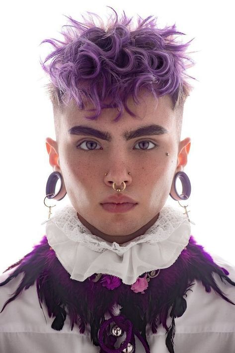 Mens Fashion Color Hair, Cyberpunk Hair Men, Male Colored Hair, Unique Hairstyles Men, Unique Male Hairstyles, Men Hair Color Ideas, Hairstyles For Undercut, Hair Color Ideas Men, Spiky Hair Drawing