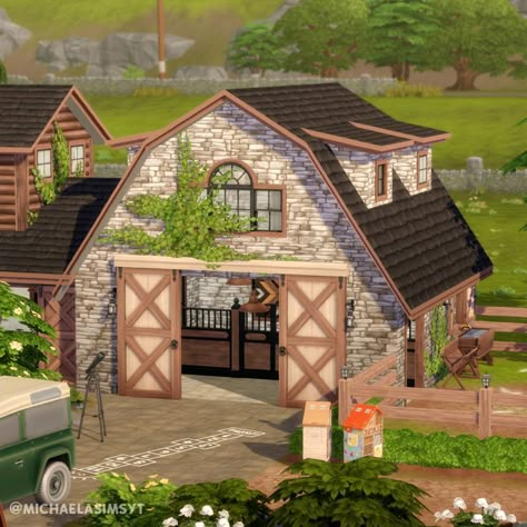 8 Bedroom Lodge House 🐥 A big house with stables, plenty of activities and skill-building areas, and a lot of outdoor space! Apart from 5 kids' rooms, and one master bedroom, there are two extra bedrooms and more. No CC and Maxis Match the sims 4 house exterior || the sims 4 exterior || the sims 4 house || the sims 4 house ideas || sims 4 houses || sims 4 house plans #thesims4 #simshouse #simsbuild #showusyourbuilds #sims4maxismatch #sims4housebuild #simshome #dreamhouse #sims Sims 4 Lodge House, Cottagecore House Sims, Sims 4 Houses Farmhouse, Country Home Sims 4, Sims 4 Barndominium, Sims 4 Stable Ideas, Sims 4 Farmhouse Interior, Lodge House Exterior, Sims 4 Mountain House