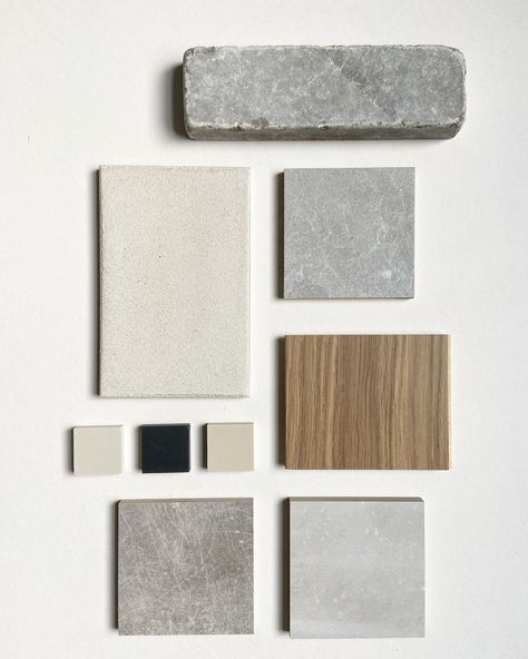 TAK Architecture / Design on Instagram: “Palette for Parsons Green house is coming together. Calm, minimal, and harmonious, yet chic. ⠀ A great selection of suppliers we work with:…” Minimal Interior Design Moodboard, Material Mood Board Architecture, Materials Palette Interior Design, Minimalism Moodboard Interior, Architecture Material Palette, Interior Design Materials Board, Exterior Material Palette, Material Moodboard Architecture, Material Boards Interior Design