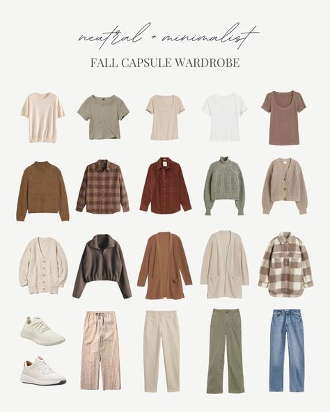 My neutral fall capsule wardrobe 🤎 most of my pieces are thrifted but I've linked some similar options even more options linked in my blog post: amayabueno.com #fallcapsulewardrobe #neutralfallwardrobe #minimalwardrobe #fallclothing Follow my shop @amayabueno on the @shop.LTK app to shop this post and get my exclusive app-only content! #liketkit #LTKstyletip #LTKSeasonal Neutral Autumn Capsule Wardrobe, Minimalist Autumn Capsule Wardrobe, Boho Casual Capsule Wardrobe, Autumn Wardrobe Staples, Winter Capsule Wardrobe Aesthetic, Athleisure Fall Capsule Wardrobe, Beige Aesthetic Wardrobe, Soft Autumn Fall Capsule Wardrobe, Capsule Wardrobe Sweaters