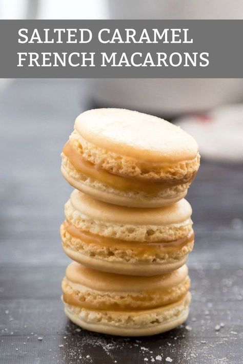 20th Cake, Salted Caramel Macaroons, Salted Caramel Macarons, Macaron Pistache, Caramel Macarons, French Macaroon Recipes, 3 Cookies, Salty Caramel, Macaron Filling