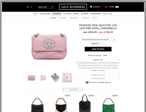 Lulu Guinness quirky website Purse Website Design, Web Design Ecommerce, Fashion Web Design, Ecommerce Web Design, Ecommerce Web, Lulu Guinness, Making Money Online, Luggage Accessories, For Desktop