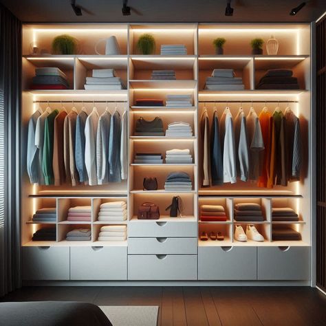 Closet Lighting Ideas Master Closet Lighting, Closet Lighting Ideas, Installing Recessed Lighting, Creative Closets, Closet Rods, Practical Lighting, Puck Lights, Closet Lighting, Accessories Display