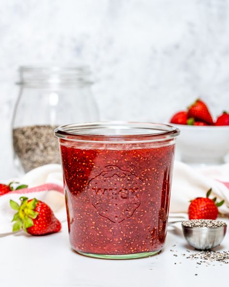 Eat Clean Chia Seed Strawberry Jam Jam With Chia Seeds, Clean Fruit, Packed Food, Strawberry Chia Jam, Fruit Crush, Chia Benefits, Berry Recipes, Kids Help, Chia Jam