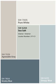 Nautical Color Palette, Coastal Color Palettes, Coastal Color Palette, Nautical Colors, Cool Color Palette, Smoky Blue, Bathroom Color Schemes, House Color Palettes, Condo Decorating