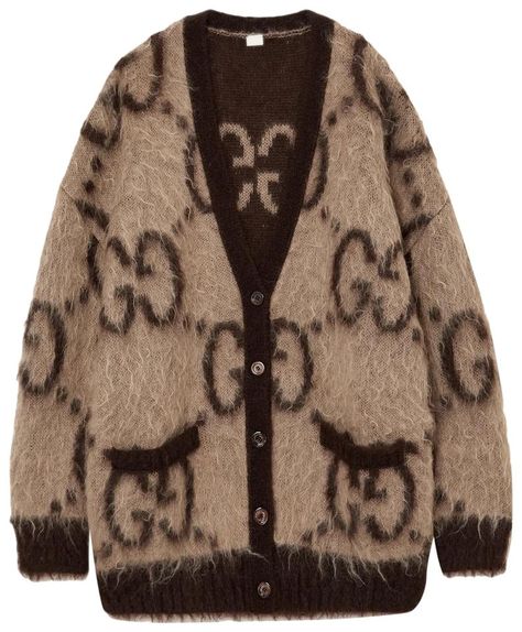 Katie Holmes Fashion, Gucci Cardigan, Katie Holmes Style, Gucci Top, Gucci Outfits, Gg Logo, Katie Holmes, Oversized Cardigan, Jacquard Knit