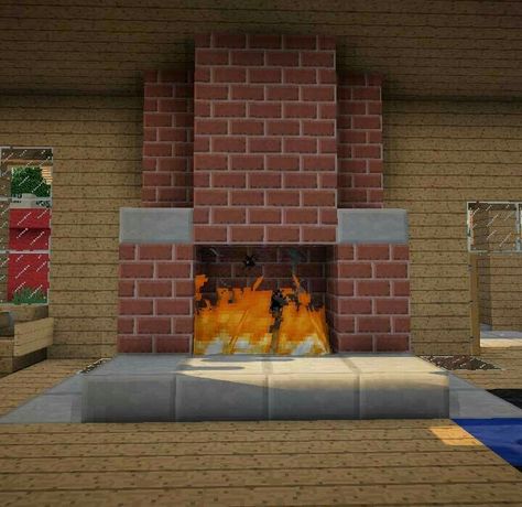 Minecraft fireplace Fireplaces Minecraft, Fireplace Minecraft, Minecraft Fireplace, Minecraft Brick, Minecraft Cool, Minecraft Furniture Ideas, Construction Minecraft, Fireplace Inspiration, Minecraft Decoration