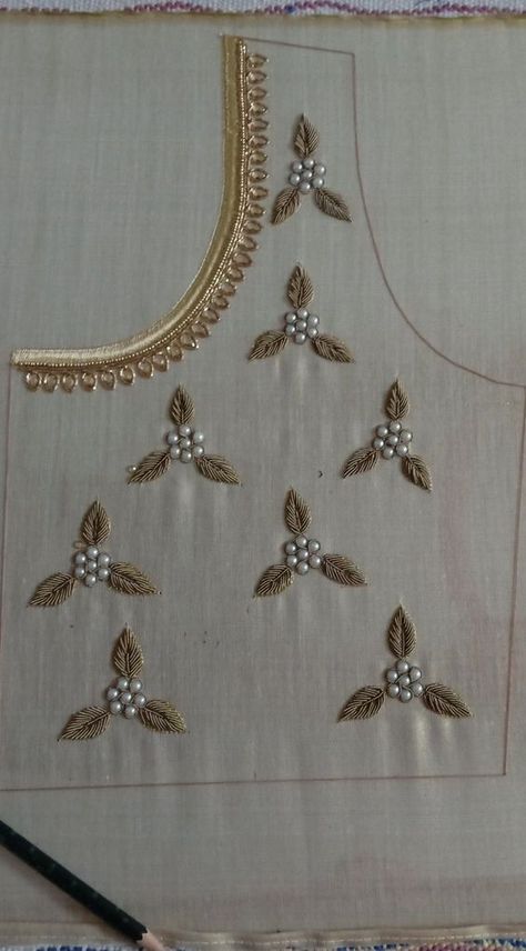 hand embroidery Handwork Jardosi Blouse Design, Dabka Embroidery Neck Designs, Dabka Work Embroidery Blouse, Hand Embroidery Zardozi Designs, Simpal Work In Blouse, White Stone Aari Work Blouse, Zardosi Embroidery Blouse Design, Simpal Blouse Neck Design, Zardosi Neck Designs