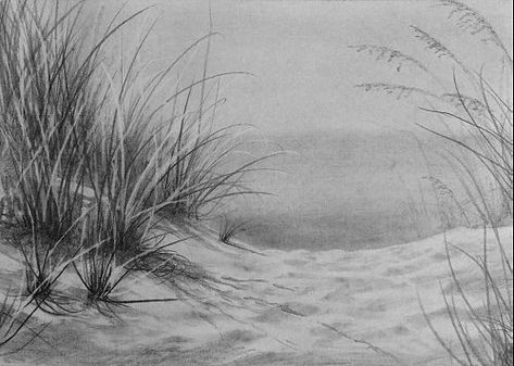 Beach Drawing, Dune Art, Landscape Drawings, Art Instructions, Painting Lessons, Cool Landscapes, Charcoal Drawing, Sand Dunes, Drawing Tips