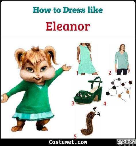 Chipettes (Alvin and the Chipmunks) Costume for Cosplay & Halloween The Chipettes Eleanor, Chippette Halloween Costume, The Chipmunks Costume, Alvin And The Chipmunks Costume, Chipmunks Costume, Halloween Constumes, Trio Costumes, Green Costumes, Best Friend Halloween Costumes